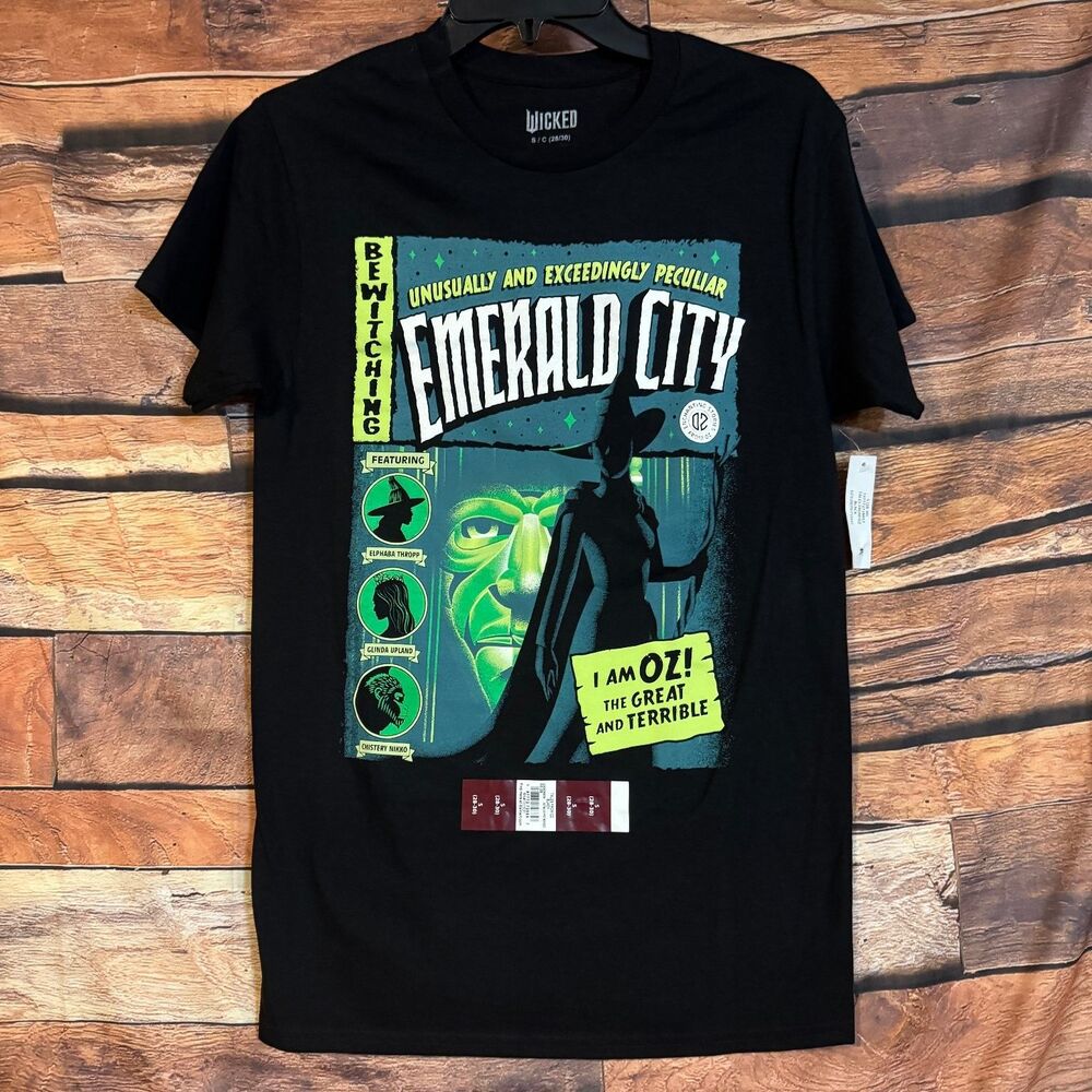 WICKED T-Shirt Men's Black Small Emerald City Wizard of Oz Cotton Tee